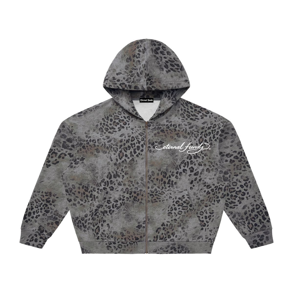 EF Hardy Vintage Wash Leopard Full Zip Hoodie