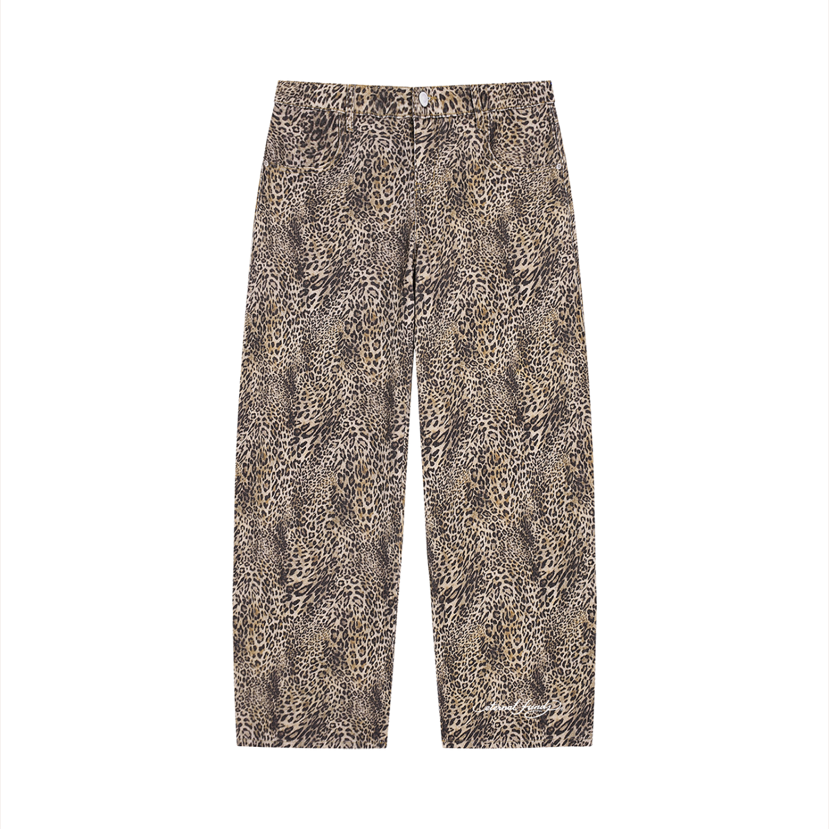 EF Hardy Vintage Wash Leopard Wide Leg Jeans