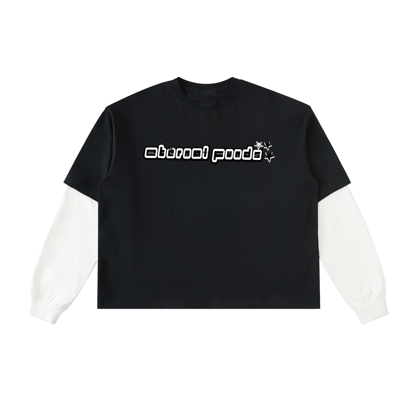 738 Layered Contrast Sleeve Cotton T-Shirt