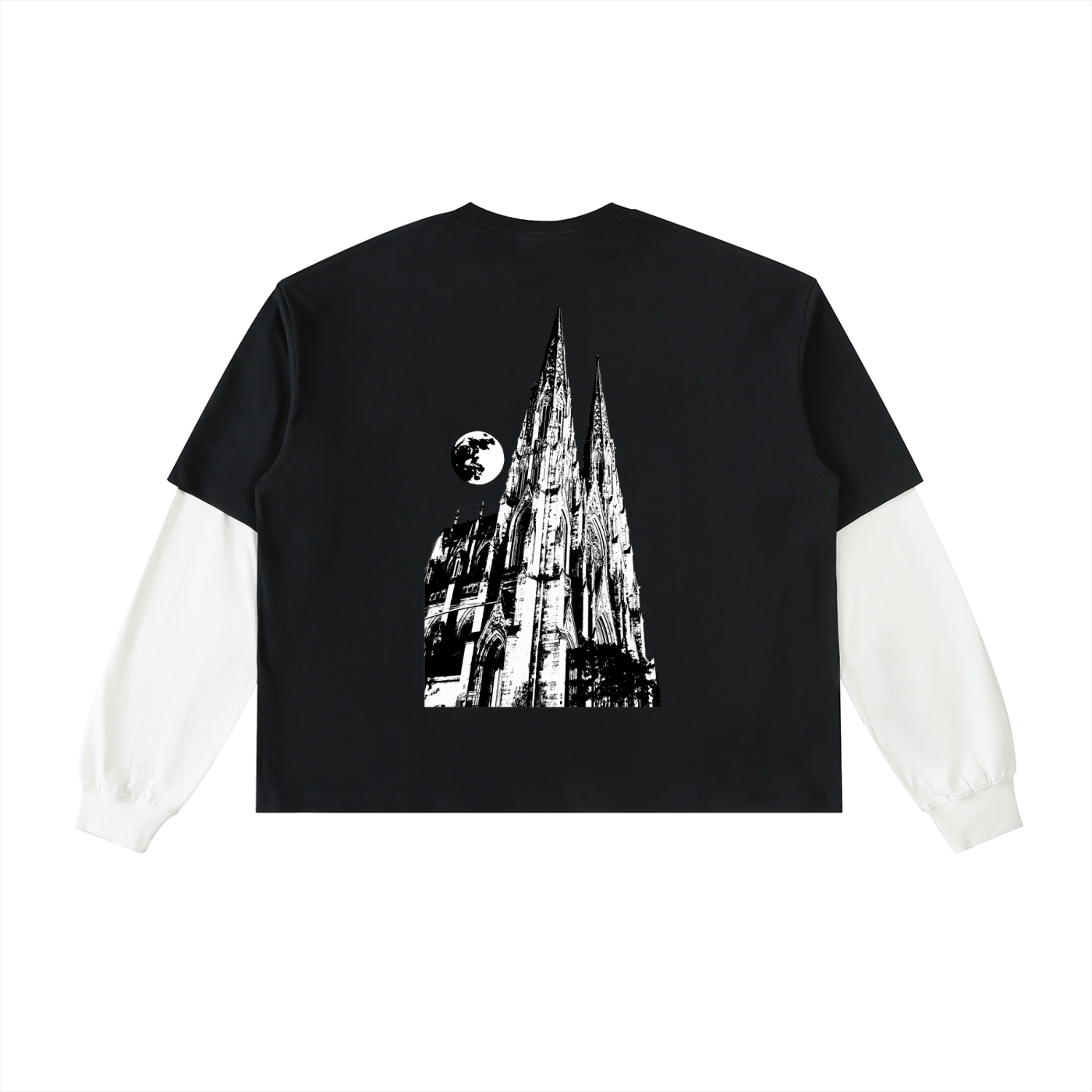 738 Layered Contrast Sleeve Cotton T-Shirt