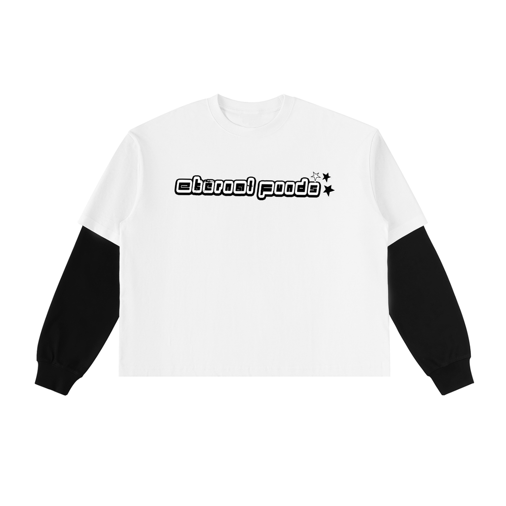 738 Layered Contrast Sleeve Cotton T-Shirt
