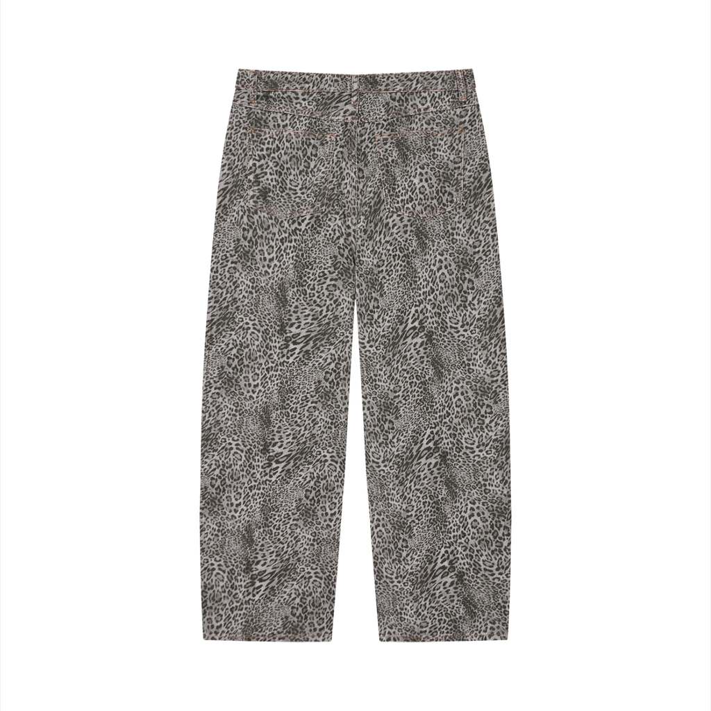 EF Hardy Vintage Wash Leopard Wide Leg Jeans